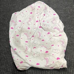 Pink and White Giraffe Print Fitted Crib Sheet